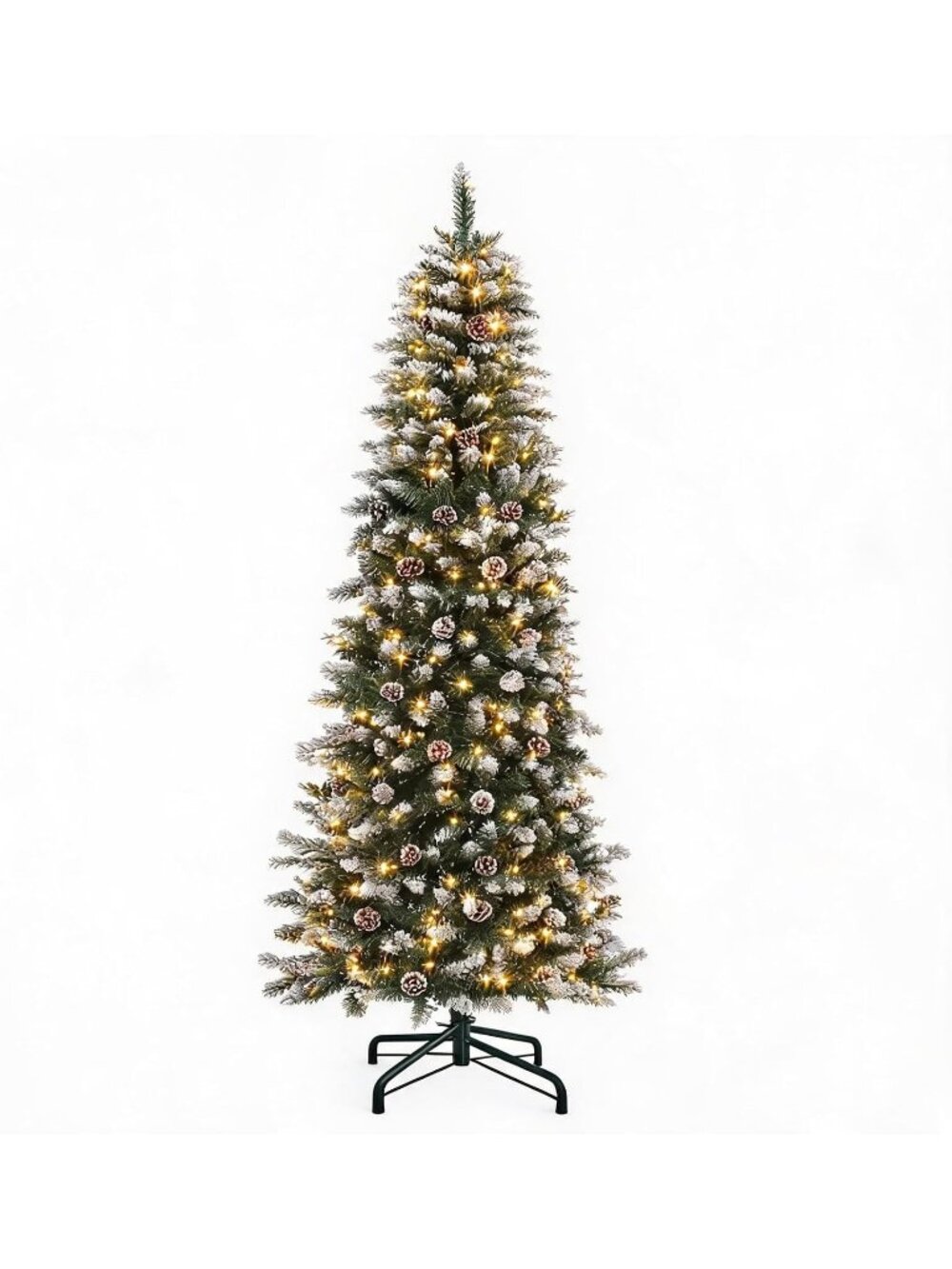 🎄6ft Dark Green Artificial Pre-Lit Christmas Tree Realistic Frosted Decor